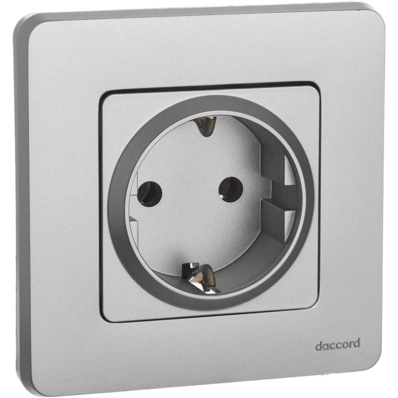 Розетка 1-м СП Inspiria 16А IP20 250В 2P+E немецк. стандарт механизм алюм. IEK 673722