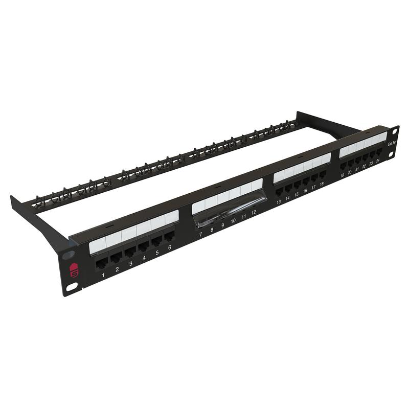 Патч-панель 19дюйм 1U 24 порта RJ45 кат.5E Dual IDC с задн. кабельным организатором черн. SYSMATRIX PP 1901U.S245EU.M