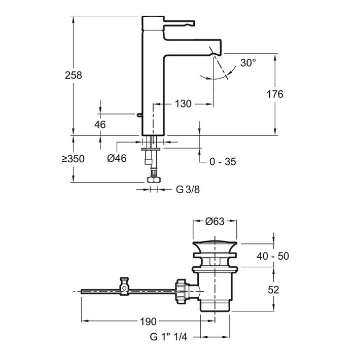 Смеситель Jacob Delafon Cuff E37303-CP для раковины