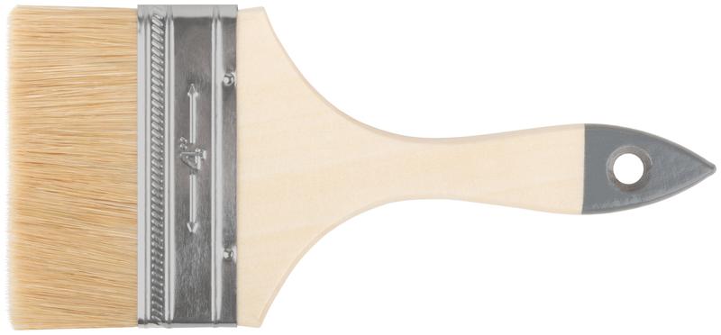 Кисть флейцевая "Лайт" 4дюйм (100мм) натур. свет. щетина деревянная ручка КУРС 00808