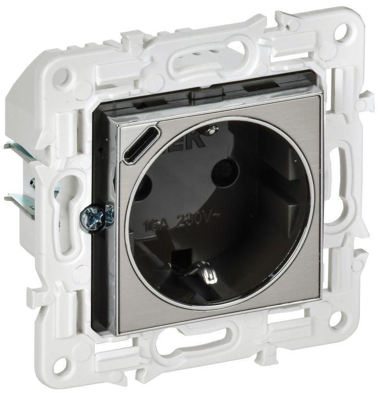Розетка SKANDY 18Вт 16А с заземл. защ. шторки с USB C SK-R17N никель IEK SK-R14-16-U14-018-K50
