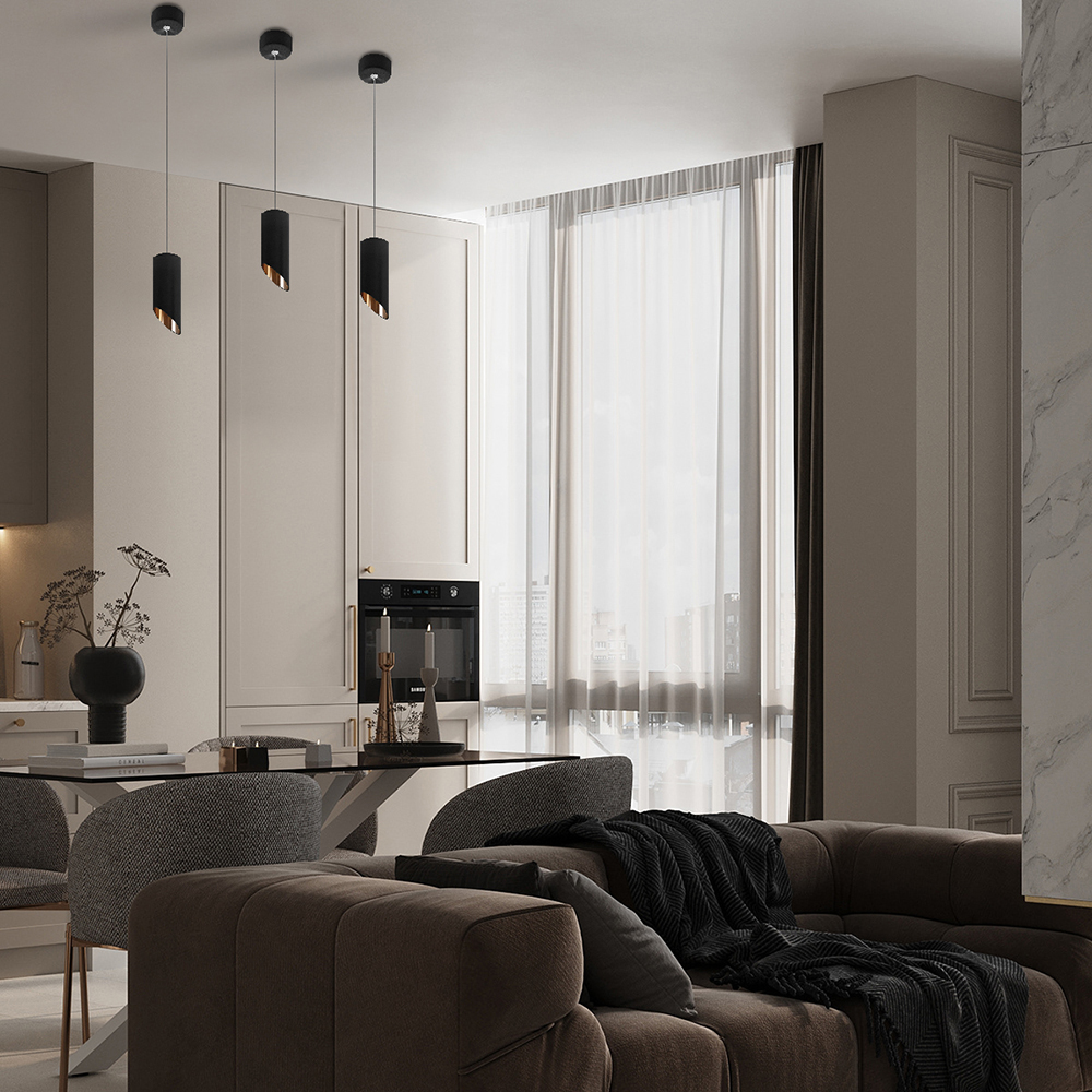 Светильник ДСО GU10 без лампы на подвесе черный золото