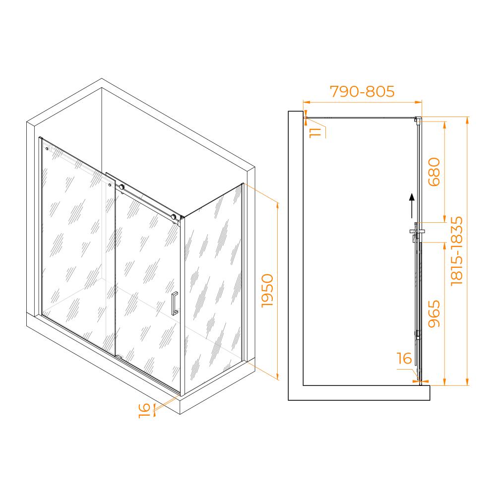 Душевой уголок RGW TO-44-1 (TO-14 + Z-060-2), 020744188-11