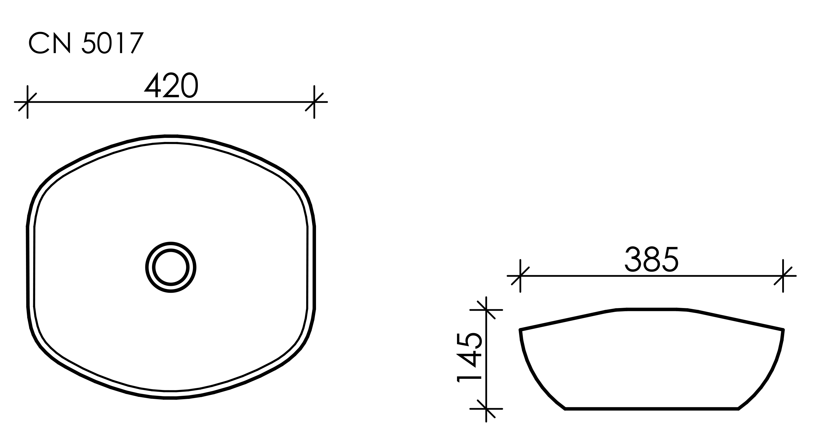 Умывальник чаша накладная овальная Element 420*385*145мм, CN5017