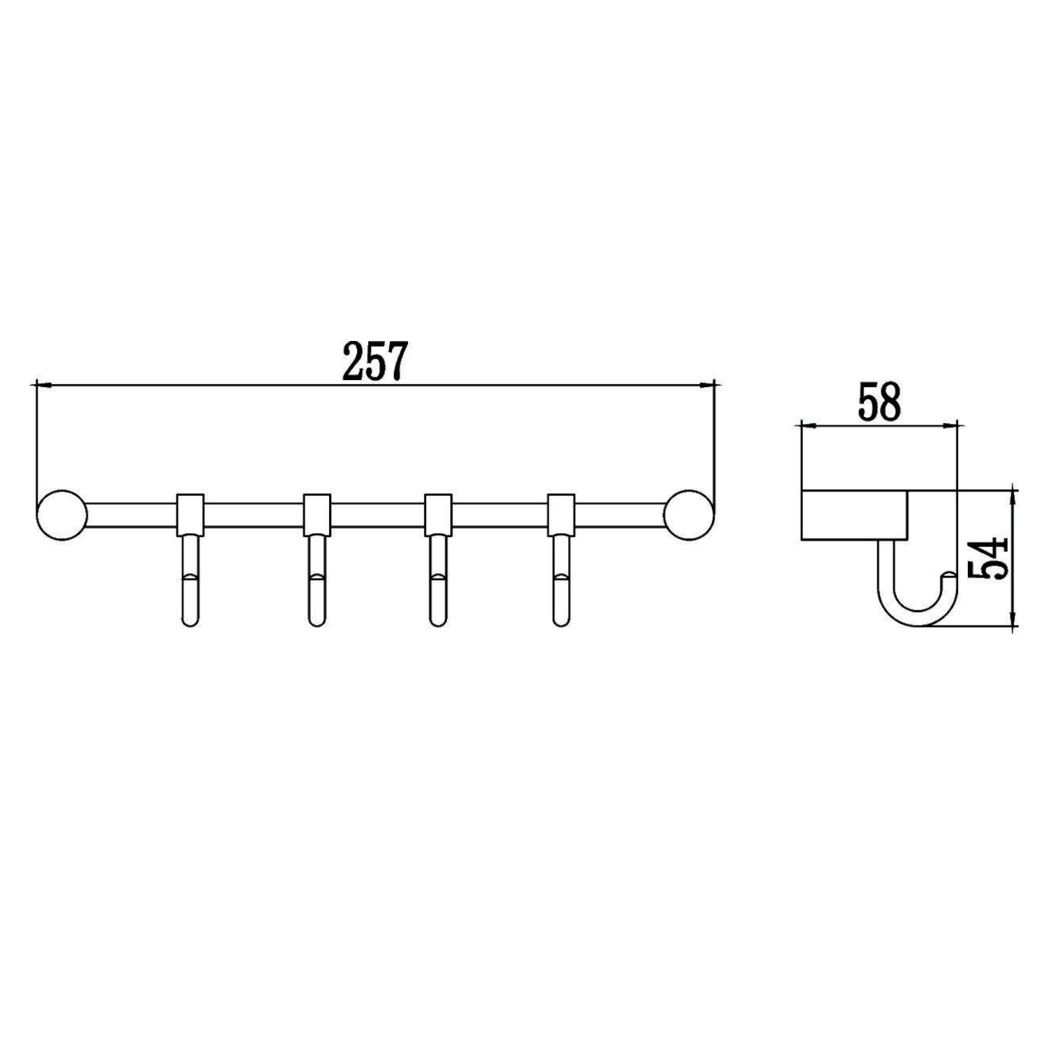 Планка с крючками Savol S-006204, хром