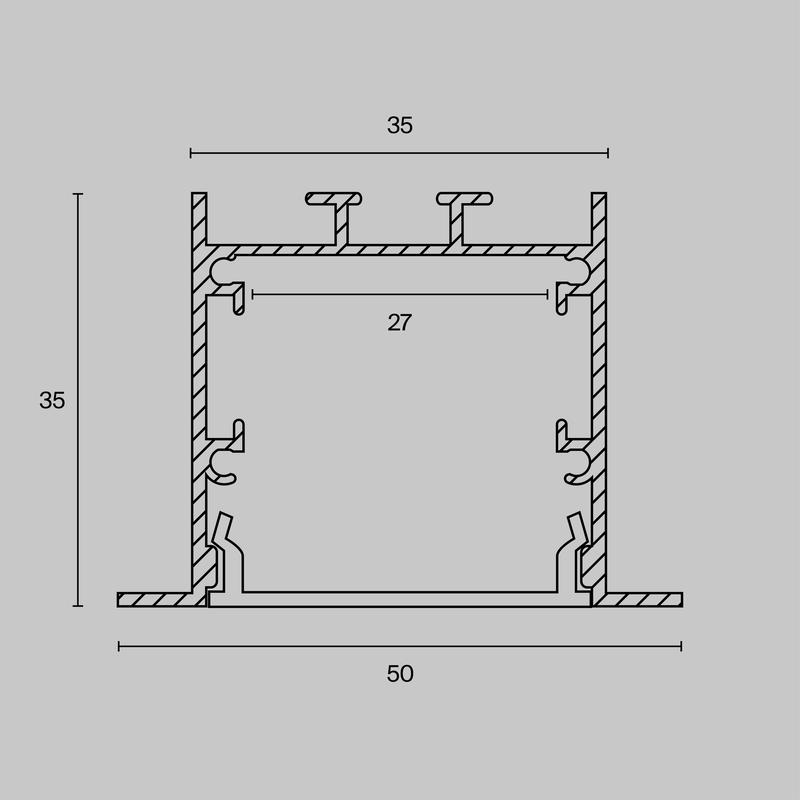 Профиль алюминиевый встраив. 50х35 Maytoni ALM-5035-S-2M