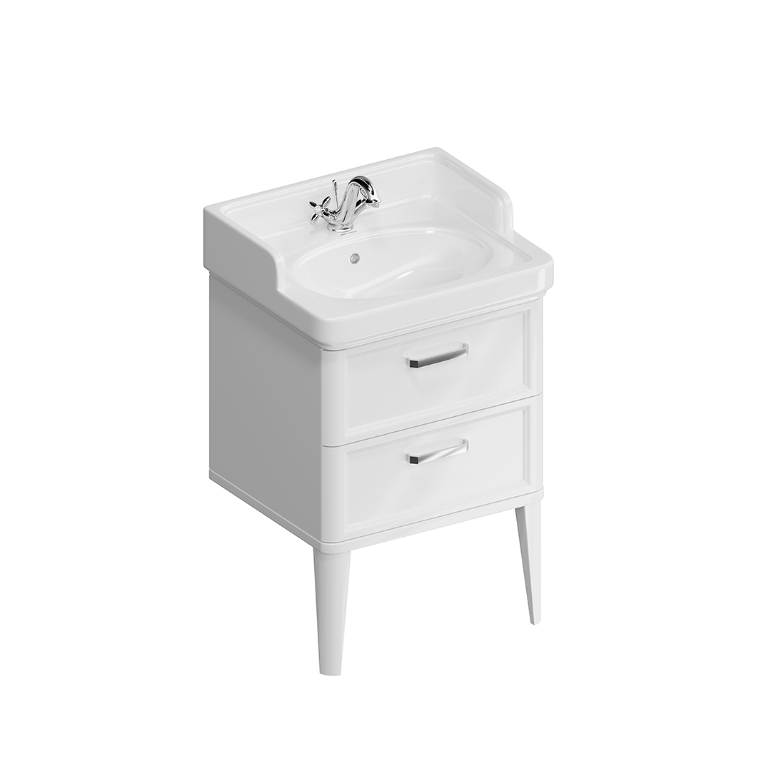 Тумба POMPEI напольная с 2 ящиками 60, белая глянцевая