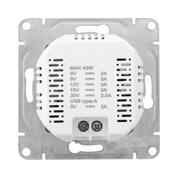 Розетка СП Эпика USB-A+С механизм алюм. EKF UP1-SOA-USBA+USBC