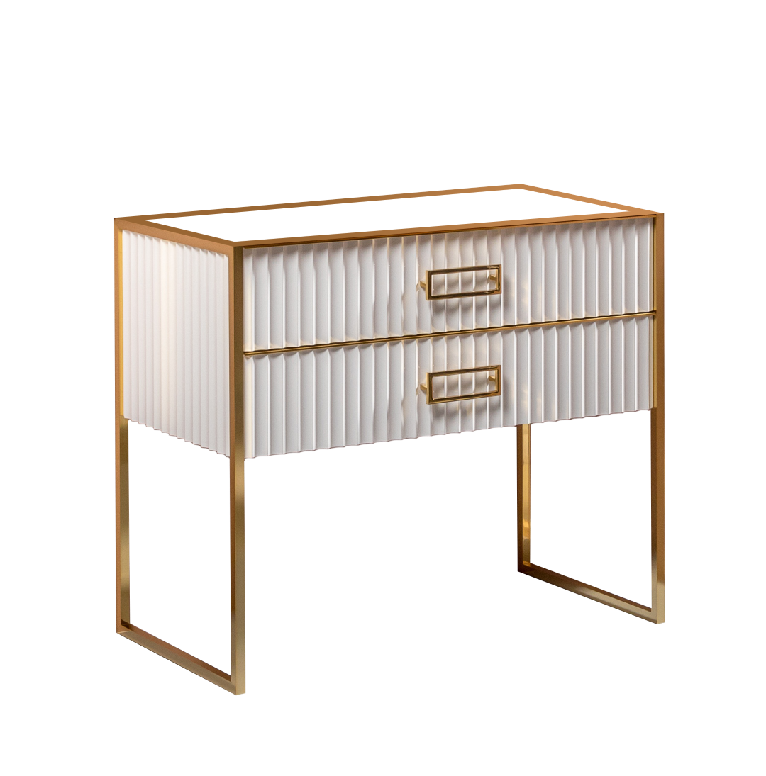 Тумба MONACO 100см h74см белая глянец + золото под раковину чашу