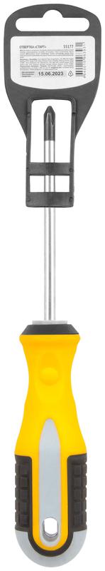 Отвертка "Старт" CrV сталь прорезиненная ручка 6х100мм РН2 FIT 55177