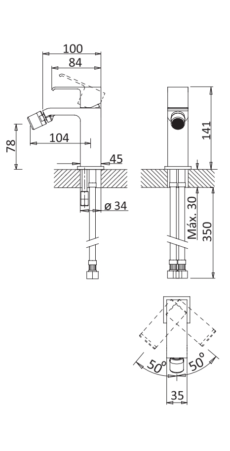 Смеситель для биде CEZARES PORTA-BS1-01-W0