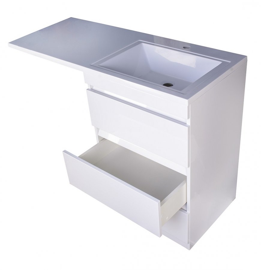 Тумба напольная "Даллас 130", 3 ящ., Люкс белая, PLUS