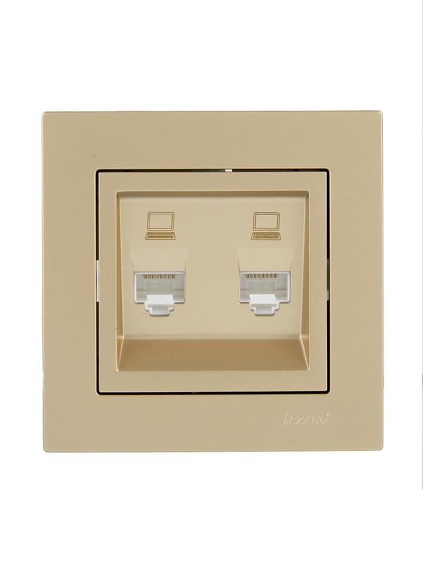 Розетка компьютерная двойн. VESNA зол. LEZARD 742-3688-141