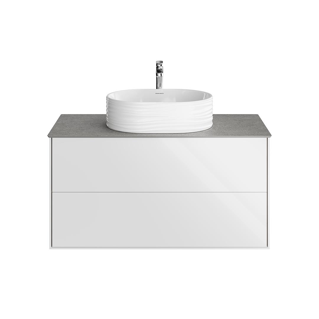 Тумба PLAZA Modern подвесная 100, 2 ящика, белая глянцевая