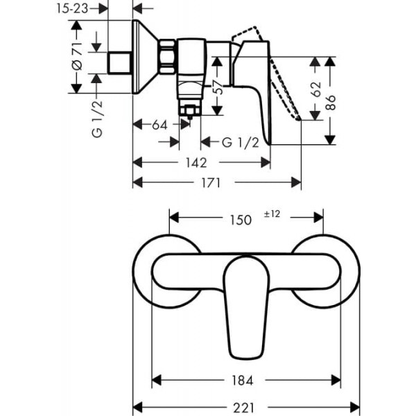 Смеситель Hansgrohe Talis E 71760000 для душа