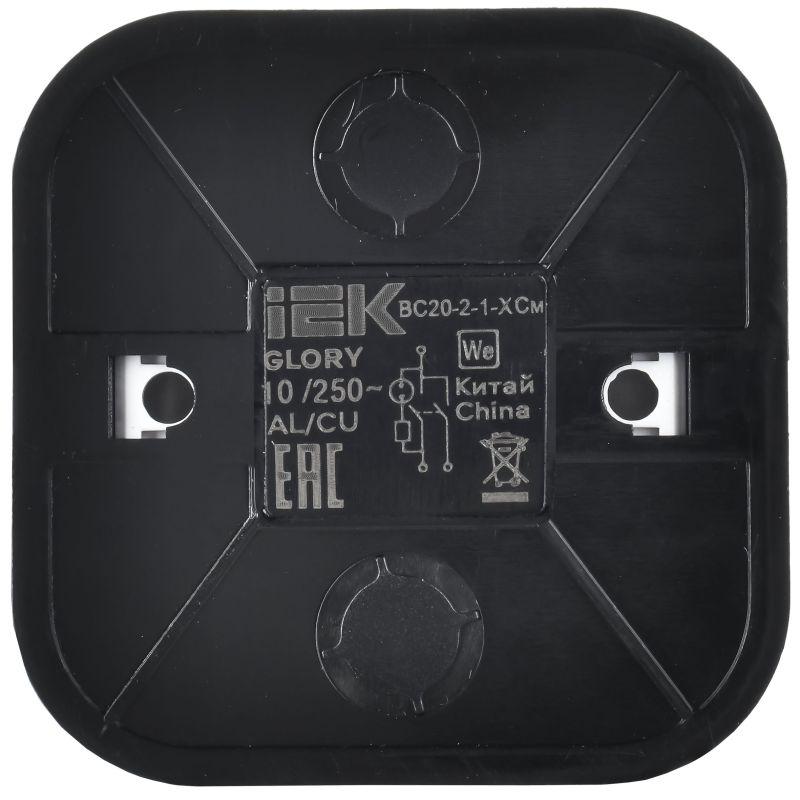 Выключатель 2-кл. ОП GLORY ВС20-2-1-ХСм 10А с индикацией сталь матов. IEK EVH21-K46M-10