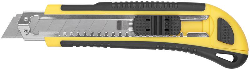 Нож технический 18мм усилен. прорезин. кассета 3 лезвия "Профи" FIT 10263