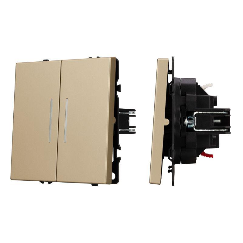 Механизм выключателя двухклавишный проходной LED SWT-NOBE-MKP2-SFPL-L-GD 230В 10А Arlight 054268