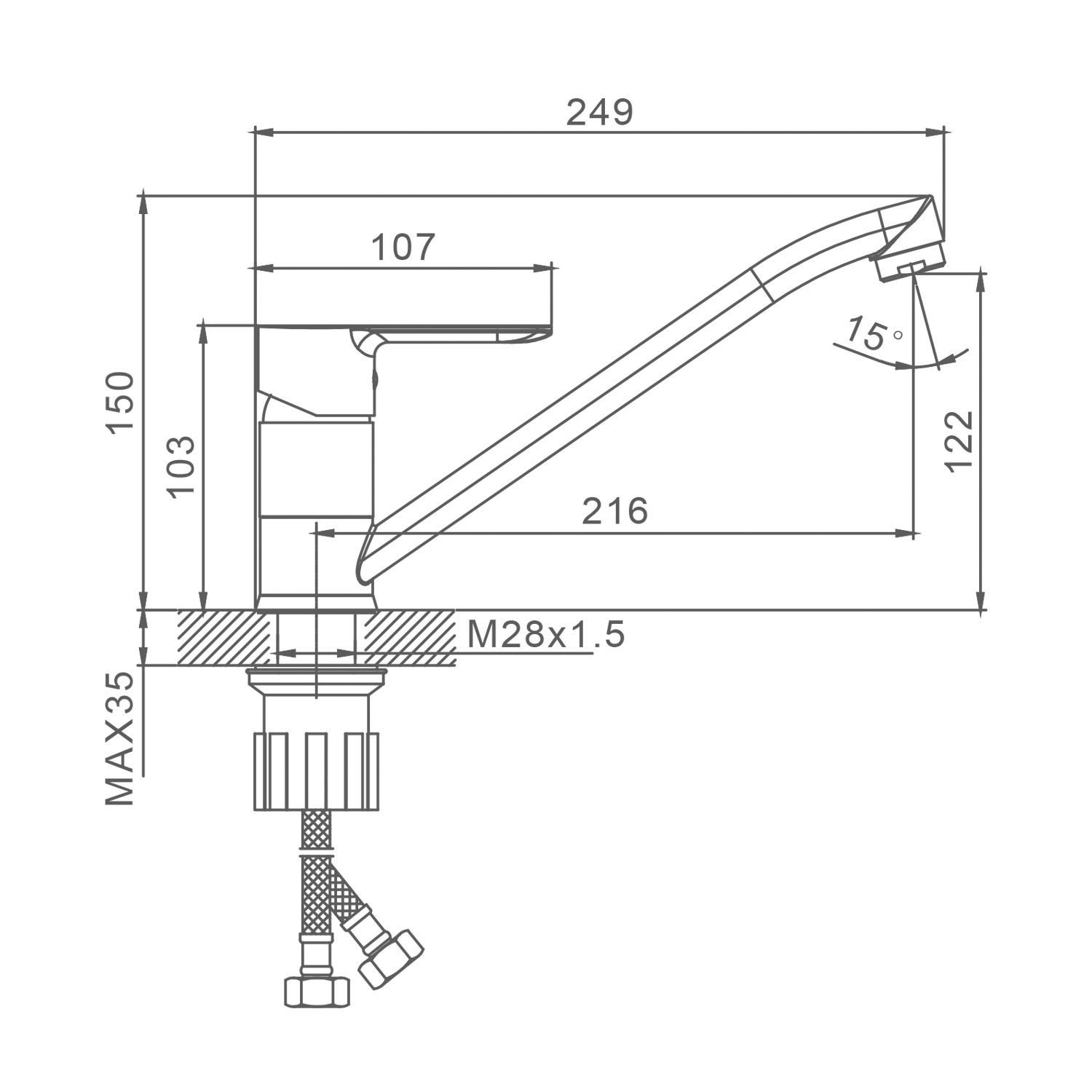 Смеситель для кухни Splenka S06.42, хром