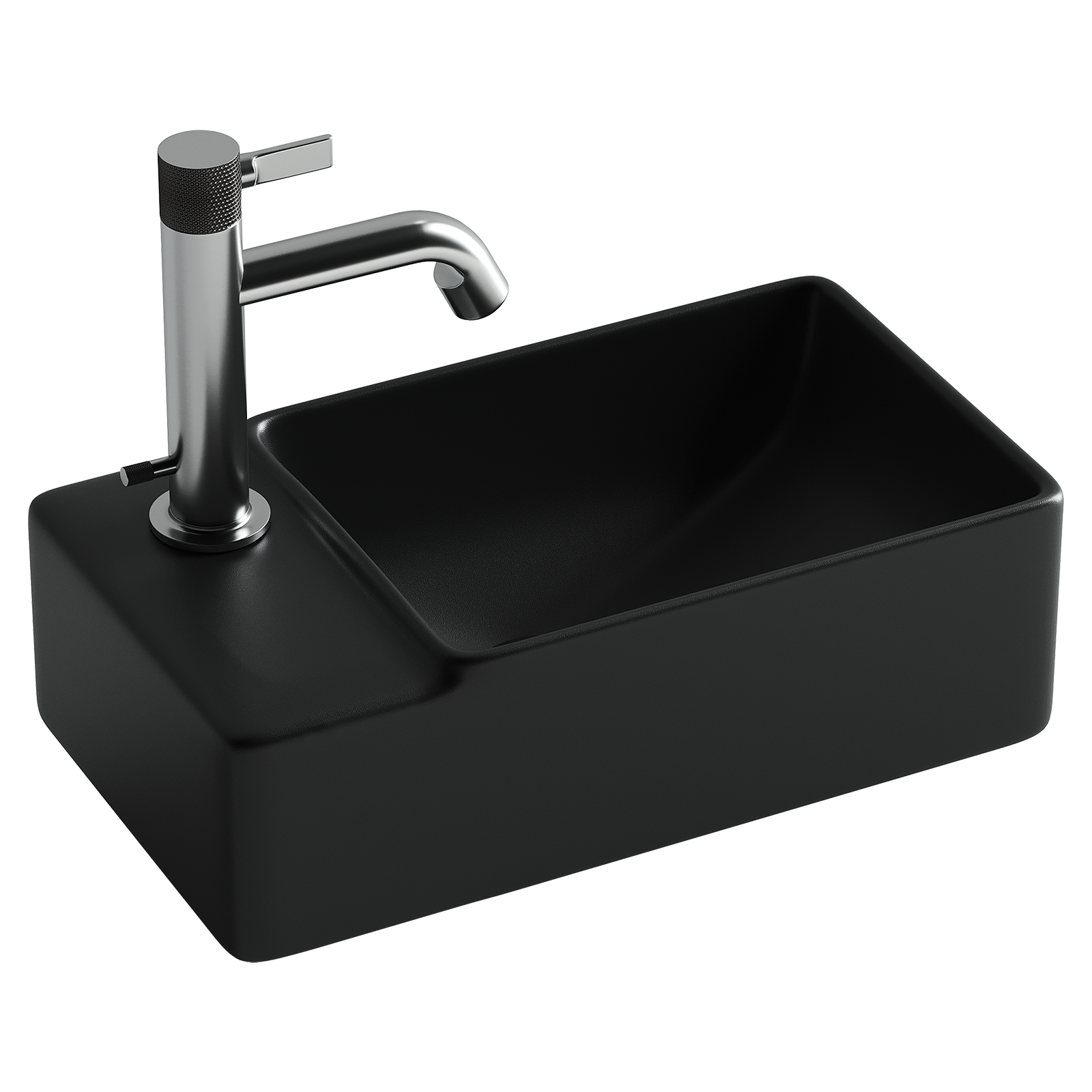 Умывальник подвесной прямоугольный (чаша справа, отверстие под смеситель слева) цвет черный матовый Element 395*220*125мм, CN5046MB