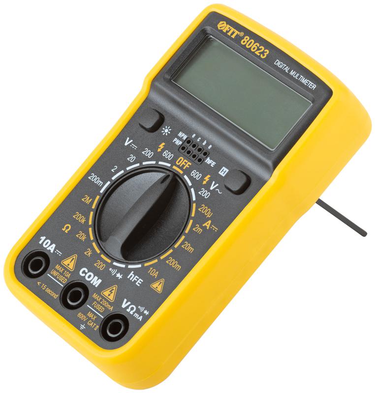 Мультиметр 0.1 мВ-600В; 0.1В-600В; 1 мкА-10 А; 0.1 Ом-2 МОм; коробка FIT 80623