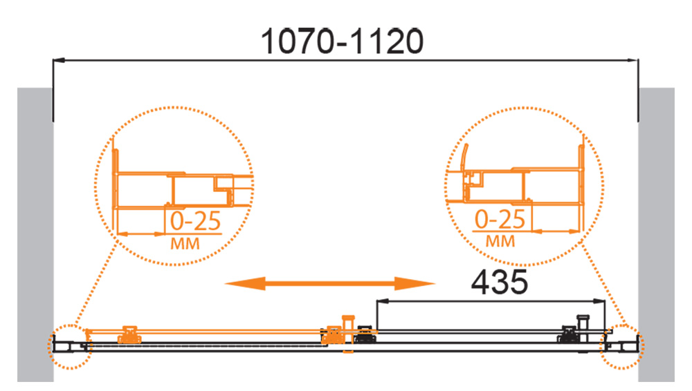 Душевая дверь CEZARES MOLVENO-BF-1-110-C-Cr-IV