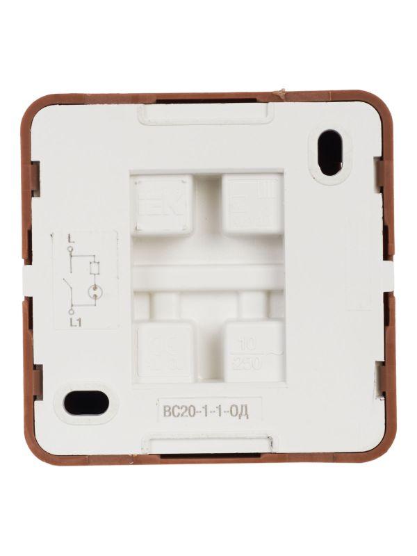 Выключатель 1-кл. ОП Октава 10А IP20 ВС20-1-1-ОД с индикацией дуб GENERICA EVO11-K04-10-DC