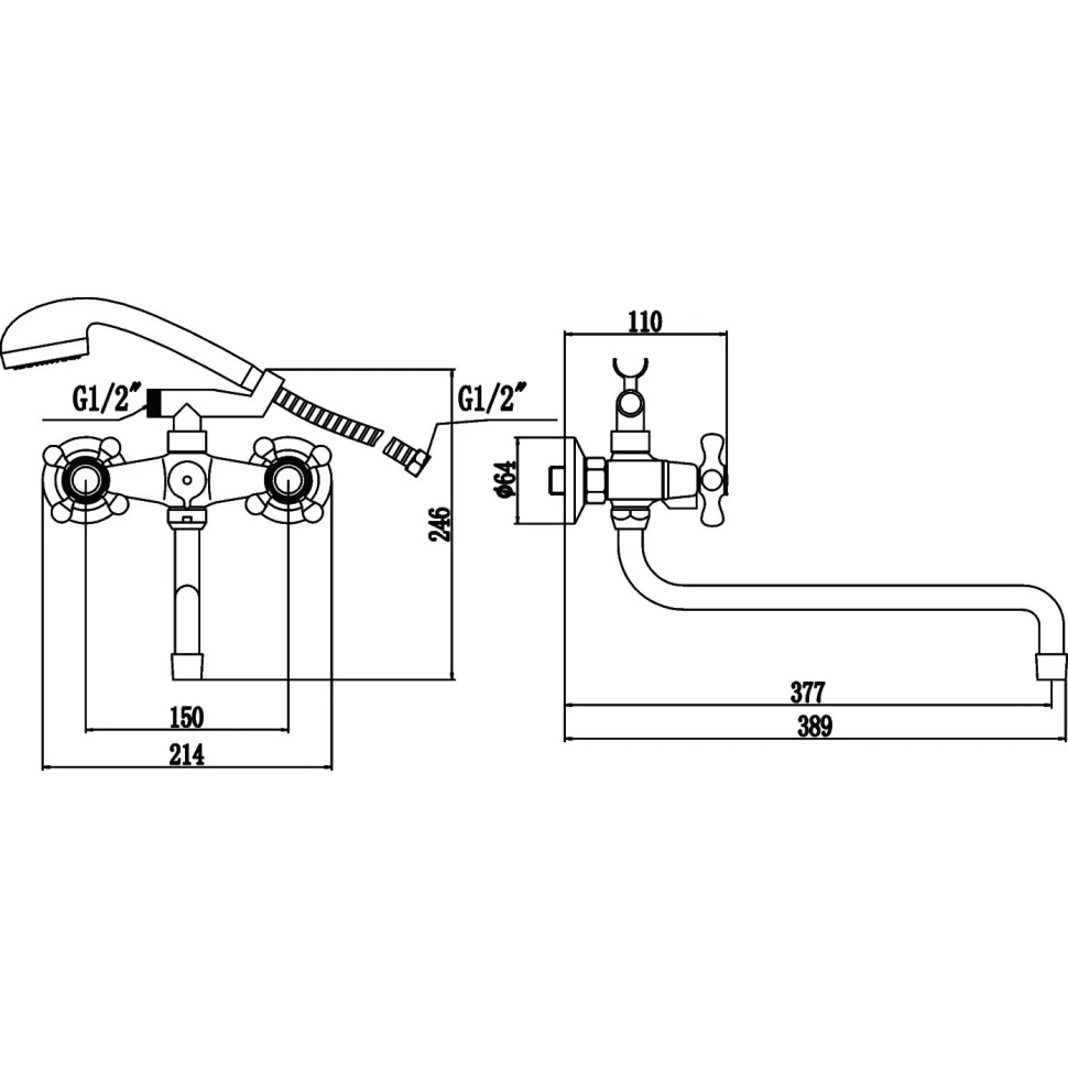 Смеситель для ванны Fmark FM2619, хром