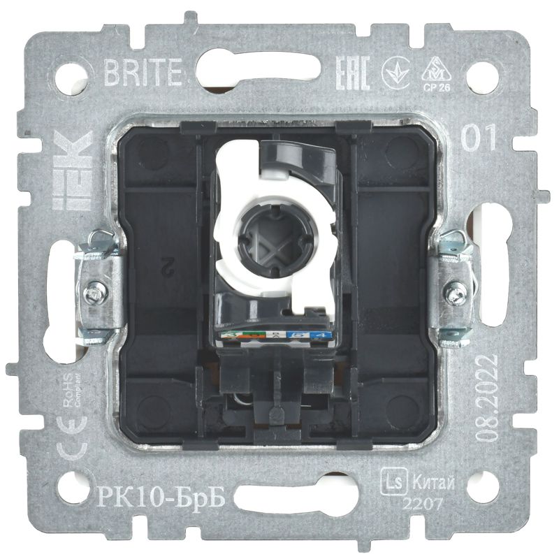 Розетка компьютерная СП RJ45 кат.5E BRITE РК10-БрБ механизм бел. IEK BR-K10-1-K01