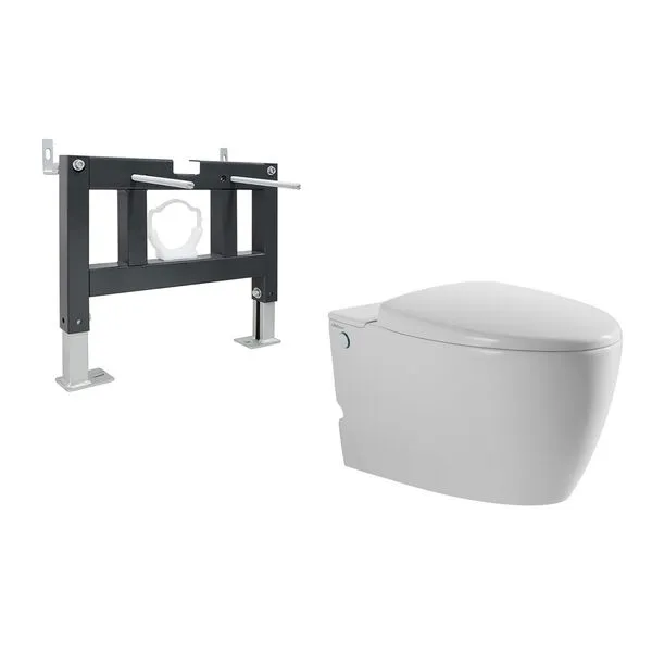 Комплект ABBER подвесной унитаз Bequem AC1107P белый с импульсным смывом с инсталляцией AC0101P