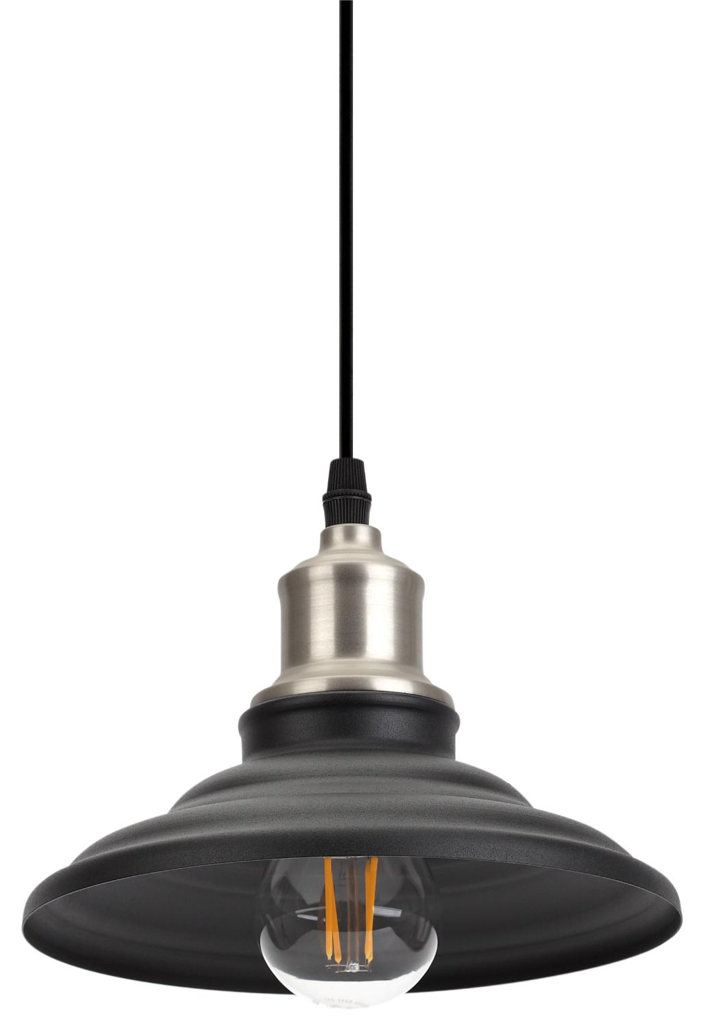 Светильник PL4 BK/BN Подвес металл, E27, max 60W, d203 мм, шагрень черный/темный никель