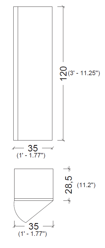 Пенал Vallessi 120*35*28,5cm Антрацит глянец