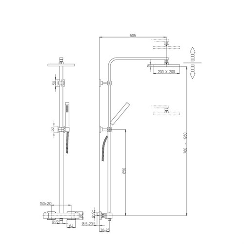 Душевая система Paini Dax-R 84CR689TH2SQP1 с термостатом для душа