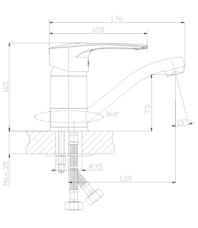 Смеситель для раковины Rossinka T (T40-22)