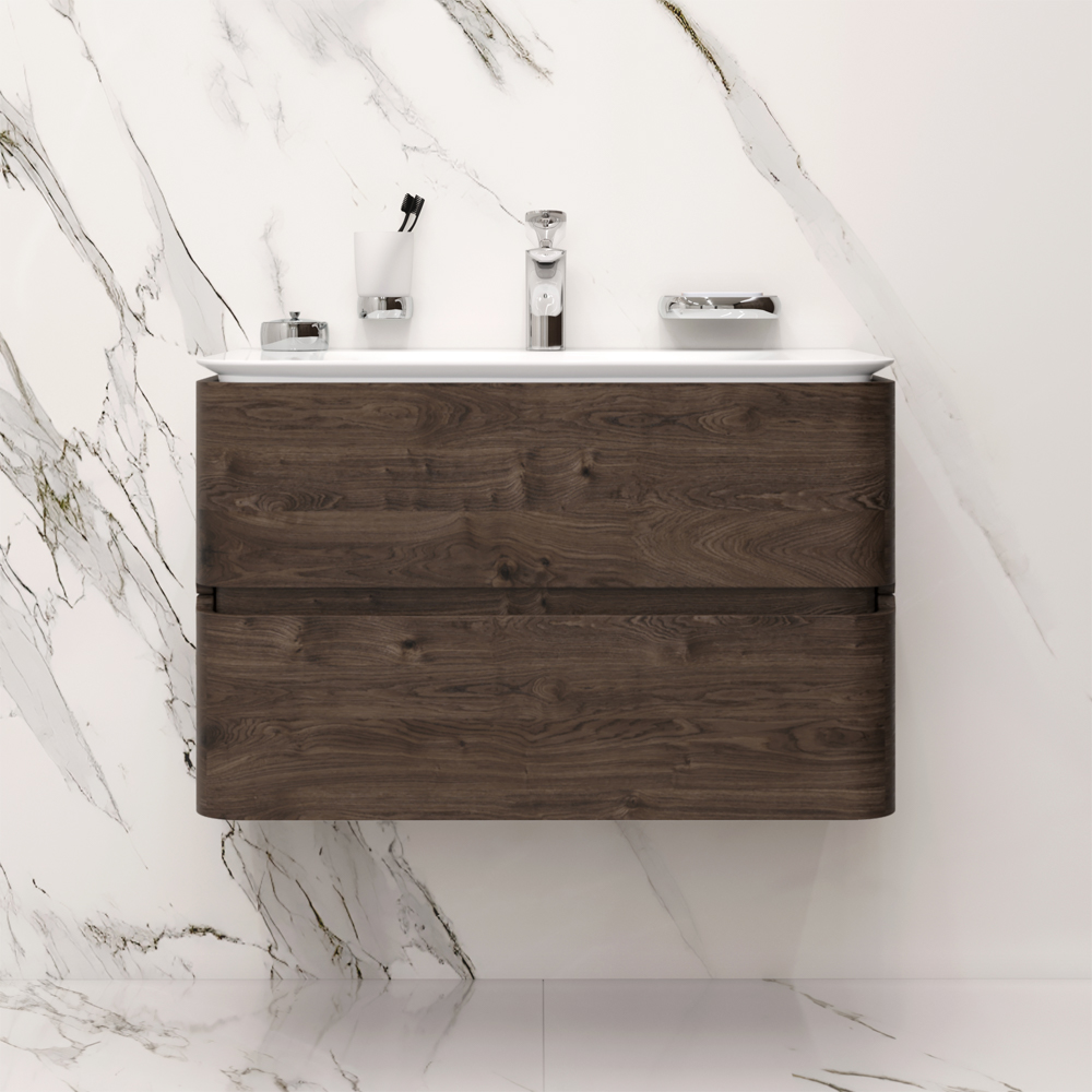 M30FHX0802TF Sensation, База под раковину, подвесная, 80 см, ящики, табачный дуб, текстурированная,