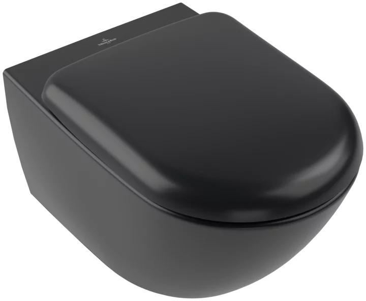 4674 T0 R7 Унитаз подвесной Antao 370х560 CeramicPlus цв. Pure Black Villeroy&Boch (337434)