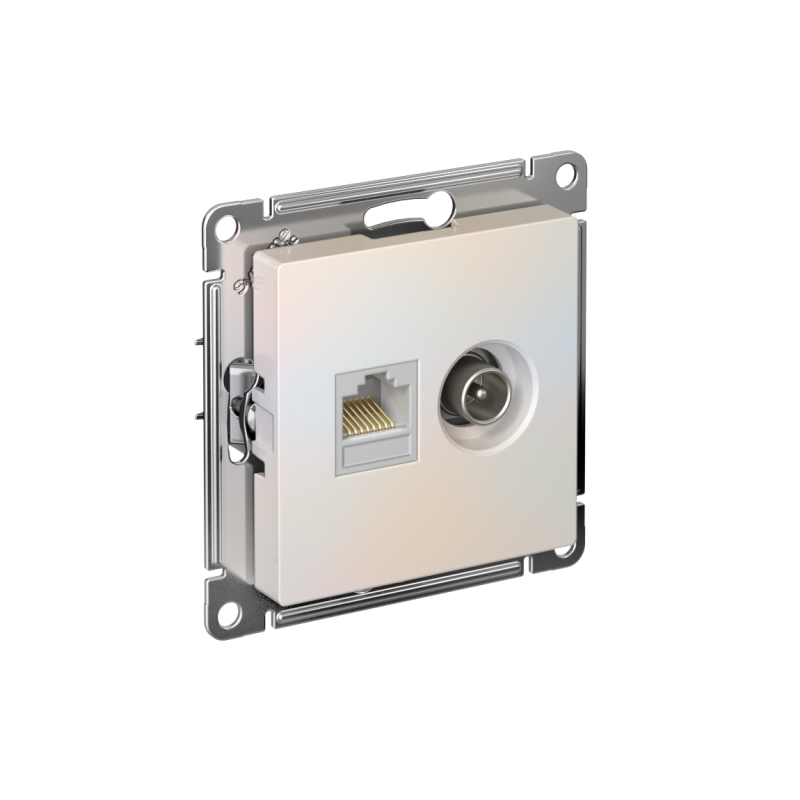 Розетка компьютерная + телевизионная 2-м AtlasDesign RJ45 кат.5E + TV механизм жемчуж. SE ATN000489