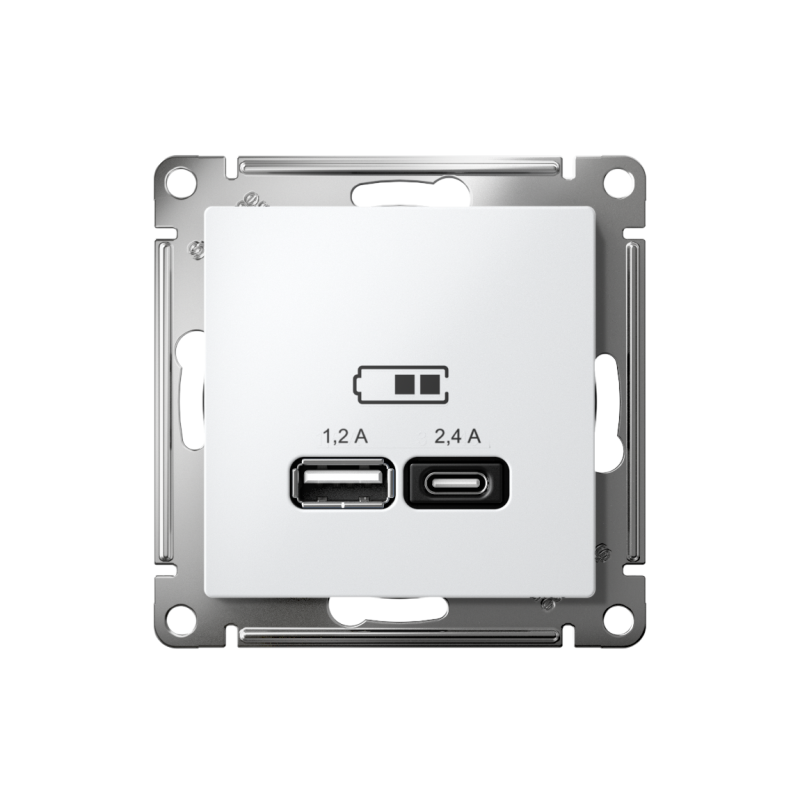 Розетка USB AtlasDesign тип A+C 5В/2.4А 2х5В/1.2А механизм бел. SE ATN000139