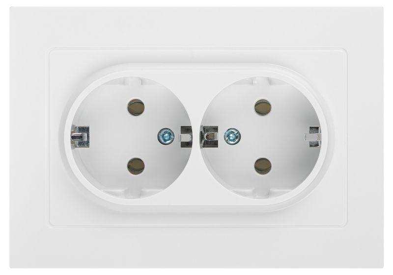 Розетка 2-м СП Accent 6-205-01 16А IP20 250В 2P+E Schuko AL/CU бел. Intro Б0063485