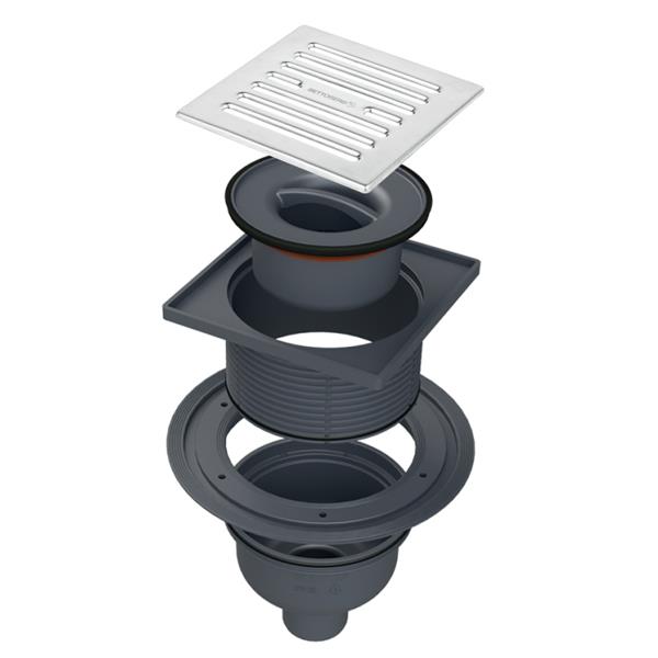 Трап с мульти-сифоном BETTOSERB Superior Quadro 15х15 вертикальный выпуск