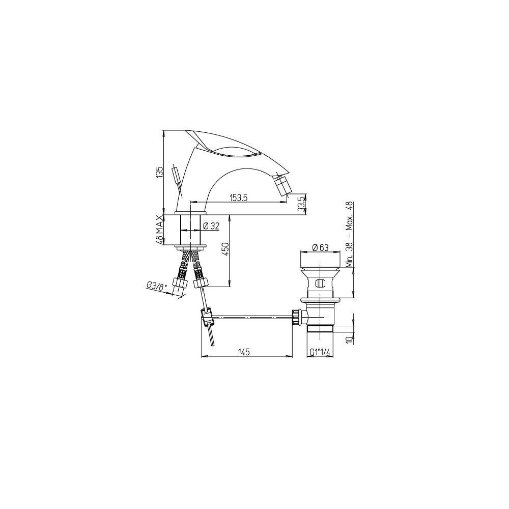 Смеситель Paini F1 F1CR3062SKM для биде