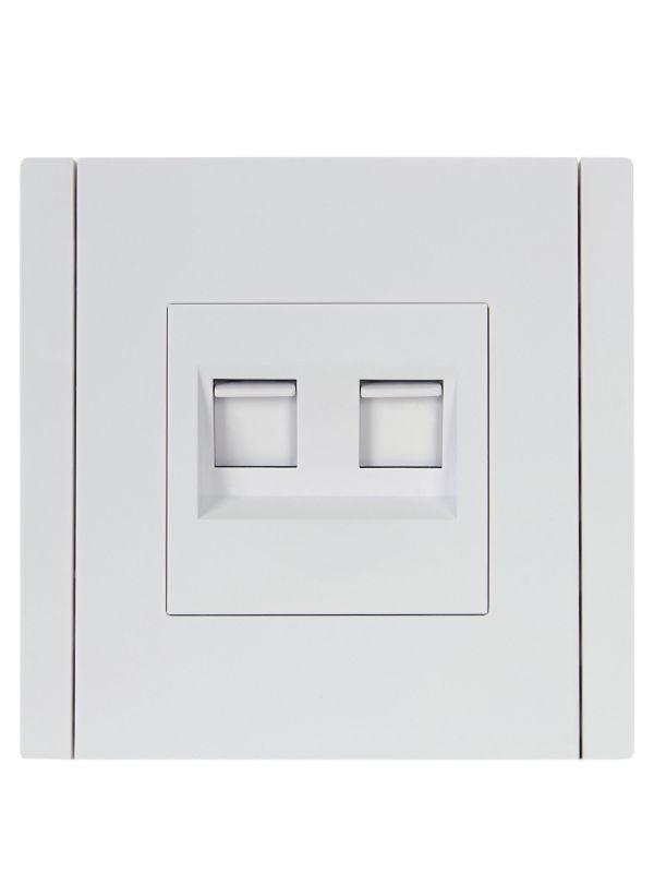 Розетка компьютерная 2-м RJ45 кат.5E FORTE&PIANO FP233 бел. IEK FP-K20-1-K01