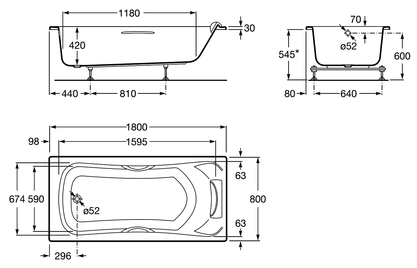 Ванна акриловая Roca BECOOL ZRU9302782 180*80