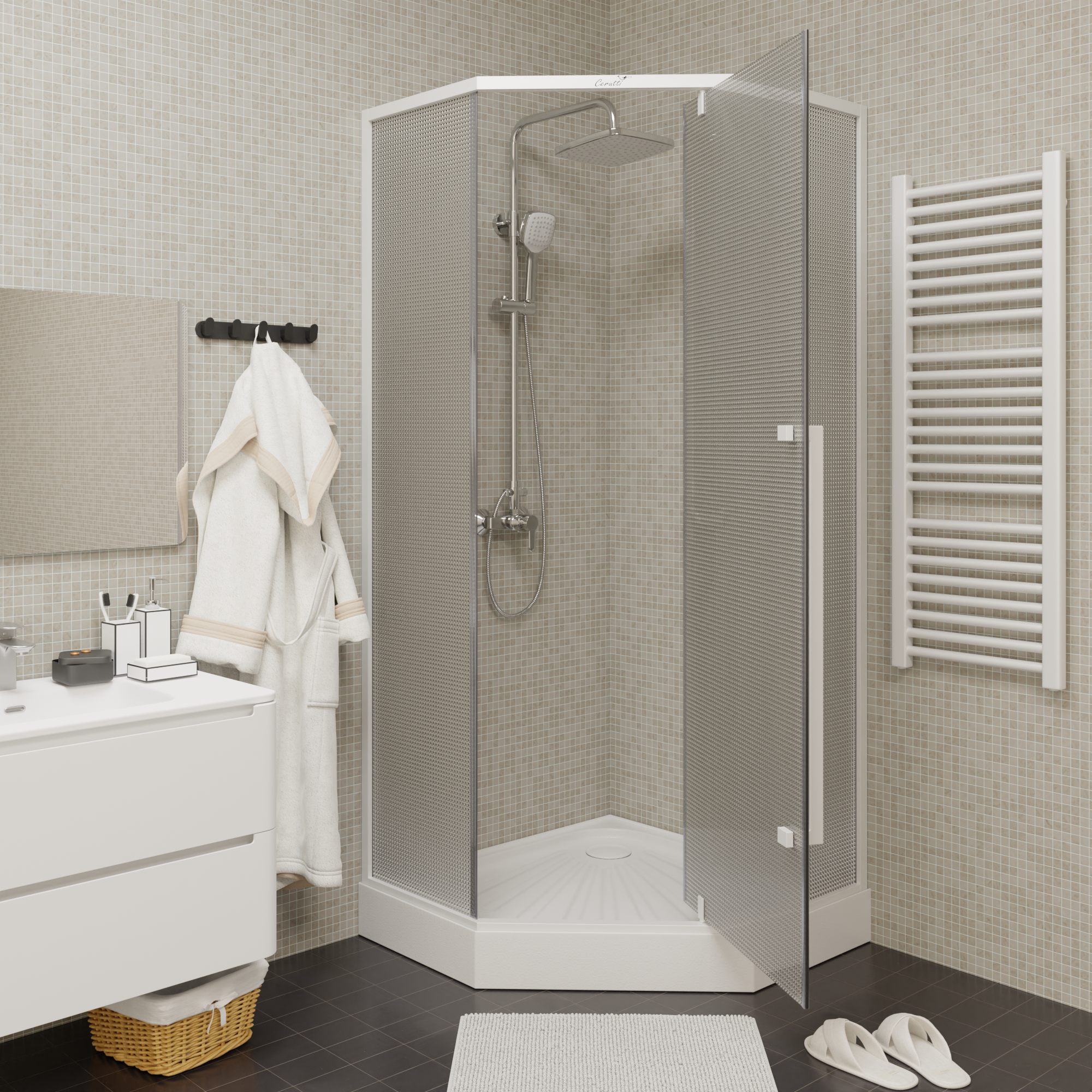 Ограждение C3AWD душевое Ceruttispa без поддона (90x90x195)