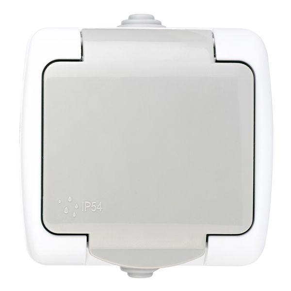 Розетка 1-м ОП Мурманск 16А IP54 с заземл. защ. шторки с крышкой сер. EKF EFR16-029-30-54