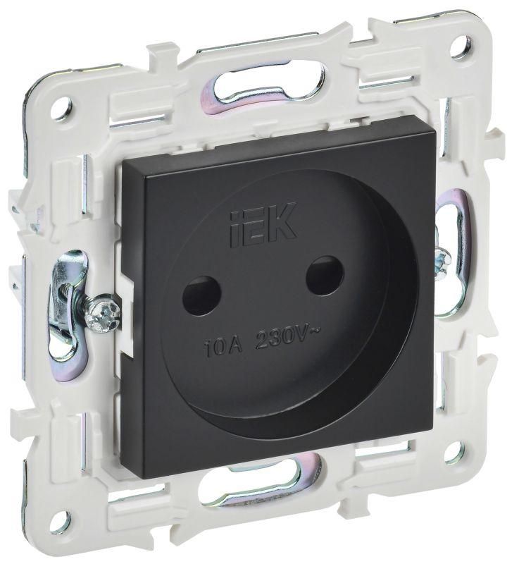 Розетка SKANDY 10А без заземл. защ. шторки SK-R01Bl черн. IEK SK-R13-10-K02