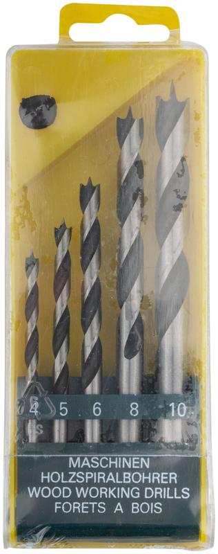 Набор сверл по дереву CrV Профи пластиковый бокс 5шт (4-5-6-8-10мм) FIT 36099