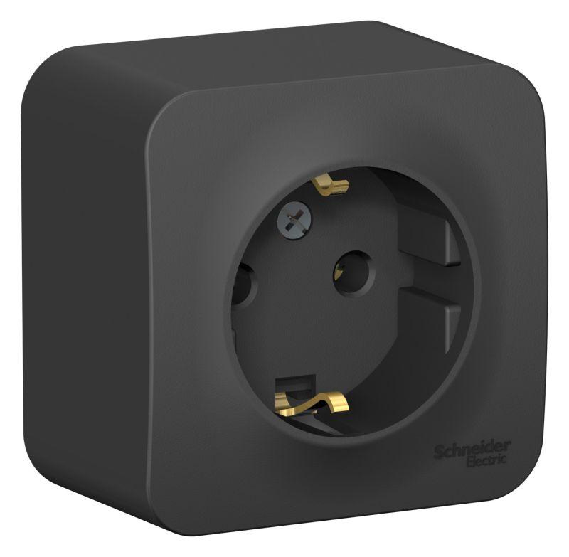 Розетка 1-м ОП Blanca 16А IP20 250В с заземл. без защ. шторок антрацит SE BLNRA010106