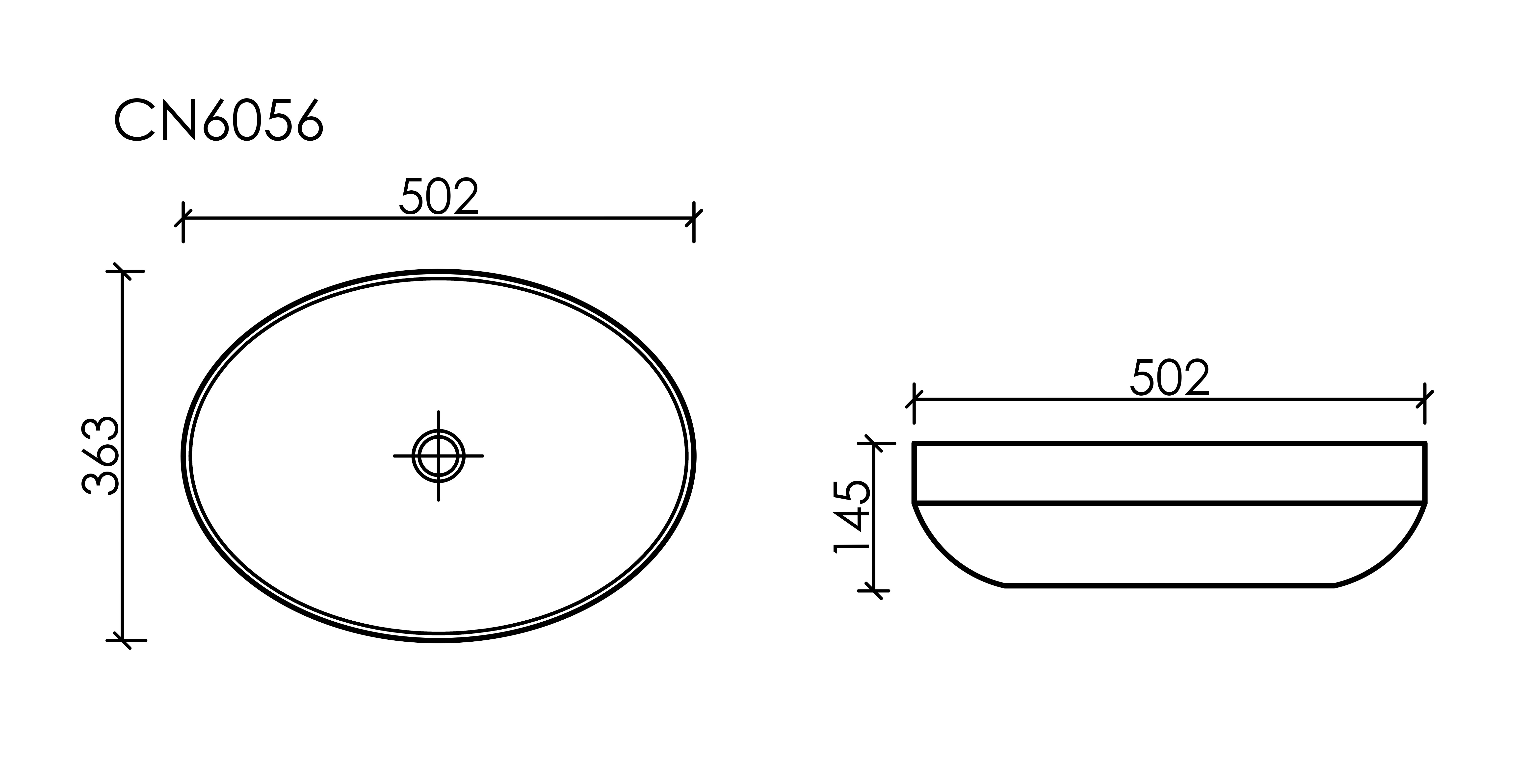 Умывальник чаша накладная овальная Element 502*363*145мм, CN6056