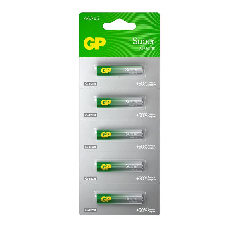 Элемент питания алкалиновый AAA/LR03 1.5В Super Alkaline G-Tech (блист.5шт) GP 1292
